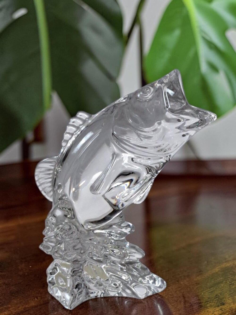 Wonders of the Wild Princess House Lead Crystal Leaping Bass Fish Sculpture - Picture 3 of 16